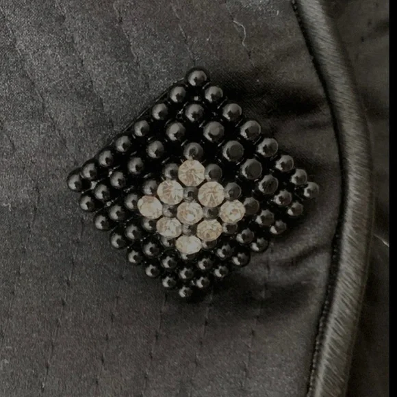 NOLAN MILLER Vintage Evening Jacket Blazer Black Wool Satin Embellished Size 10 - Picture 5 of 14